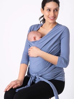 Seraphine Blue Skin to Skin Wrap Top Maternity Nursing Bonding